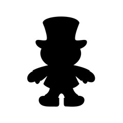 Black silhouette of a cute cartoon character wearing a top hat