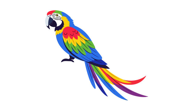 A colorful macaw parrot on a white background