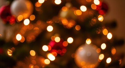 Fototapeta premium Blurred christmas lights, festive bokeh background