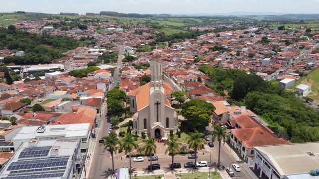 Aerial view of the Santa Rita de Cassia Church in the city of Cassia, Minas Gerais.