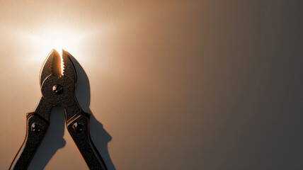 A close-up shot of a nipper tool, silhouetted against a bright, warm light. The tool appears to be sharp and ready for use.