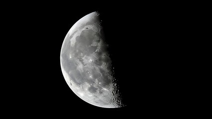 Detailed view of the Moon's surface during its waxing gibbous phase