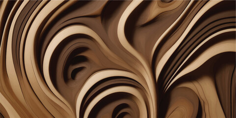 Modern Brown Sculpted Organic Wave Pattern with Smooth Layered Depth and Flowing Contours for Stylish Abstract Decorative Surfaces