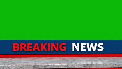 Breaking news broadcast set with green screen offers dynamic visual potential for impactful announcements and urgent updates in a modern studio