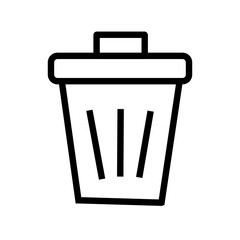 Trash can icon simple line art vector illustration isolated on white background for app and web design