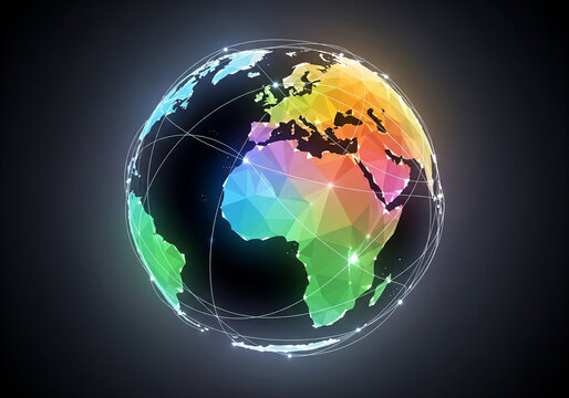 Global network connection with digital world communication and technology