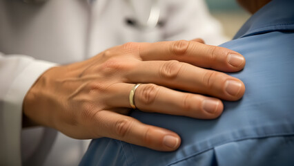 Obraz premium Doctor s hand offering support and comfort to patient