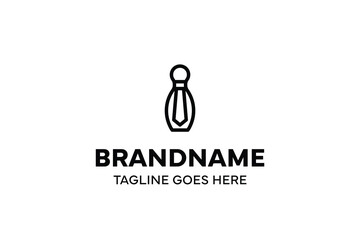 Bowling Pin Tie Simple Logo, symbolizing precision, professionalism, and fun