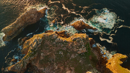 Coastal Aerial View of the Atlantic Shoreline Near Fisterra Spain