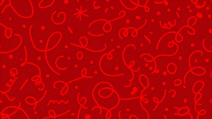 Festive Red Celebration A Vibrant Pattern of Ribbons and Confetti for Holiday Cheer