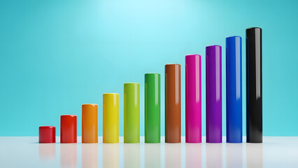 Shiny Multicolored Bars Growing Higher – Success Concept