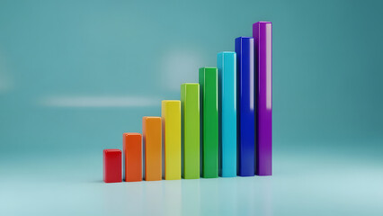 Dynamic Colorful 3D Chart Visualizing Success and Development