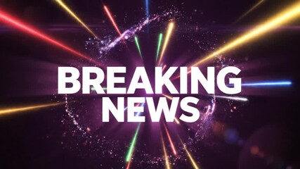 Breaking news flash with dynamic light streaks, ideal for urgent announcements, creating excitement, and grabbing attention in modern media broadcasts