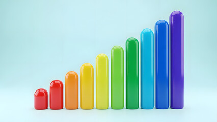 Glossy Multicolored Bar Graph Showing Steady Growth