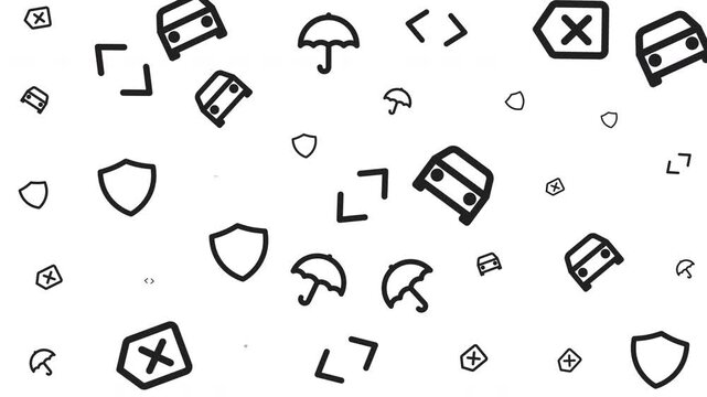 Digital Security Icons, Cyber Protection Symbols, Technology Graphic Illustration, White Background, Flat Design, User Interface Concept