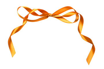 Vibrant orange satin ribbon bow on a transparent background, perfect for adding decorative flair to designs