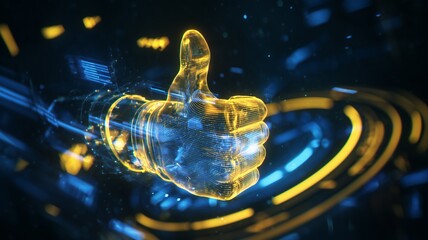 abstract blue rhumbs up sign background