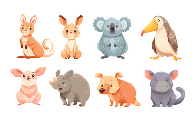 Fototapeta premium Cute Hand-Drawn Koala and Kangaroo Collection