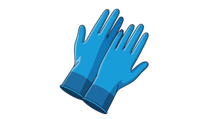 Two blue rubber gloves one partially overlapping the other