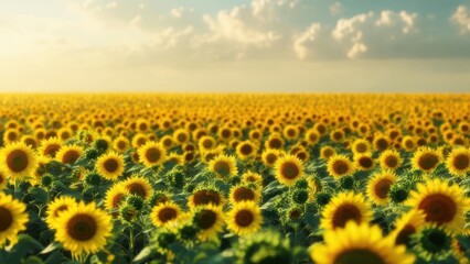 Obraz premium Sunflower field under bright sky
