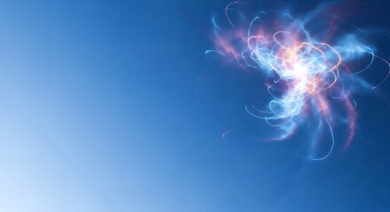Stunning cosmic energy display against deep blue sky perfect for science, technology or spiritual themed designs and backgrounds bringing peace and wonder