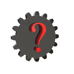 Question mark inside a gear symbol on Transparent Background,png