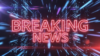 Urgent breaking news intro sequence with dynamic digital effects for professional broadcasts and social media alerts, grabbing attention immediately
