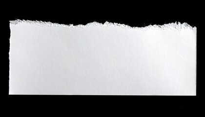 Close Up Of A Torn Piece Of White Paper With A Rough Edge Isolated On A Black Background
