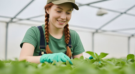 Sustainable Agriculture A Young Woman's Dedication to Hydroponics and Greenhouses Cultivating Healthy Food and a Brighter Future with Advanced Farming Techniques