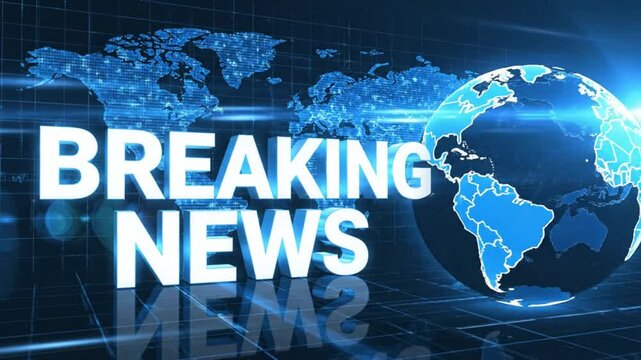 Breaking news intro with global map animation creates urgent, dynamic feel for news broadcasts and digital media, ideal for current events