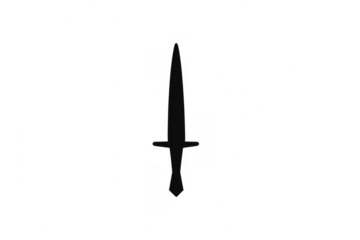 Black silhouette medieval dagger blade on transparent background