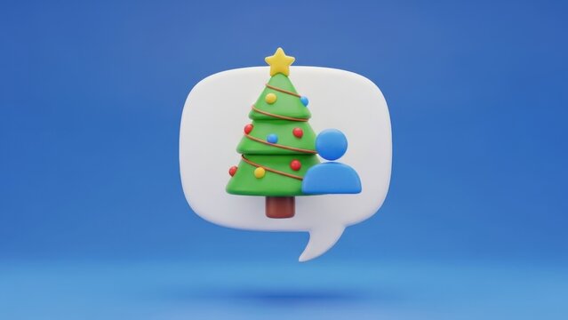 Festive Christmas Message Notification Icon with Holiday Tree and User Symbol illustration
