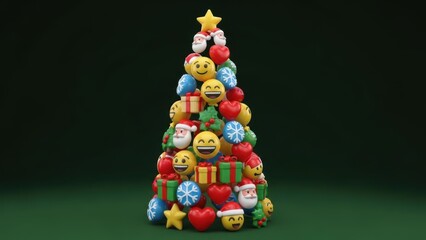 Festive Emoji Extravaganza: A Playful Christmas Tree with Digital Expression Delight minimum 50