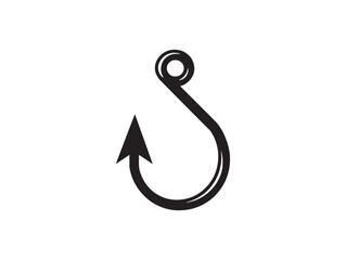Clean vector line art fishhook icon in simple minimalist style for creative design use
