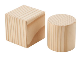 Wooden blocks for creative play toy room minimalist design isolated on transparent background