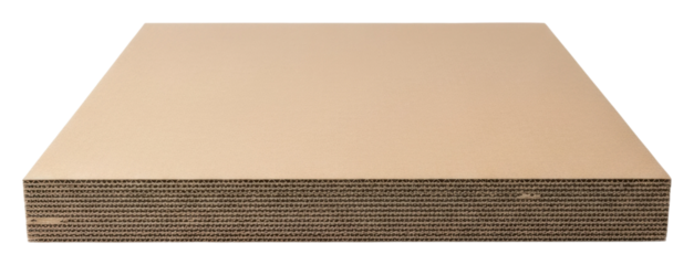 Cardboard sheet presentation in workshop industrial isolated on transparent background