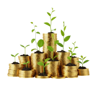 Fostering wealth growth with sustainable business strategies isolated on transparent background