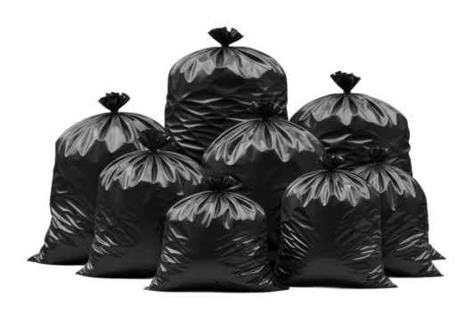 Trash disposal action urban area of garbage bags cleanliness isolated on transparent background