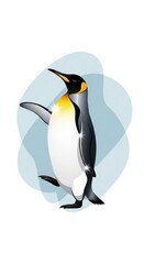 Fototapeta premium Happy Penguin Illustration with Sparkles and Blue Shapes