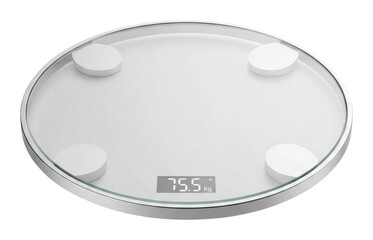 Smart bathroom scale displaying weight in modern home environment isolated on transparent background