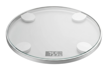 Smart bathroom scale displaying weight in modern home environment isolated on transparent background
