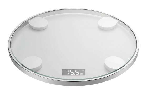 Smart bathroom scale displaying weight in modern home environment isolated on transparent background