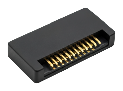 Connector component electronics workshop view technical detail isolated on transparent background