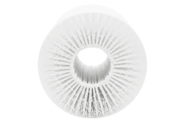 Cross-section of white porous water filter cartridge texture isolated on transparent background