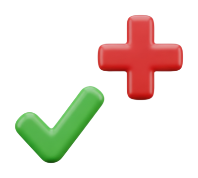 Assessing health indicators with green check and red cross symbols isolated on transparent background