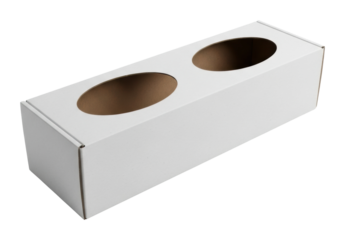 Customizable white box with two holes for various uses product isolated on transparent background