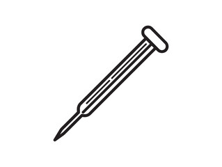 Minimalist Sewing Needle Icon 2D Vector Line Art Design Simple Clean Illustration