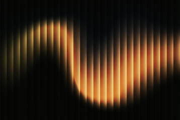 Naklejka premium Abstract digital background featuring vertical orange light bars forming a dynamic, glowing wave pattern against a deep black backdrop, suggesting sound visualization or futuristic energy flow
