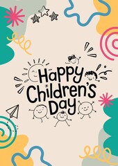 happy children's day design consisting of various colours in the background 