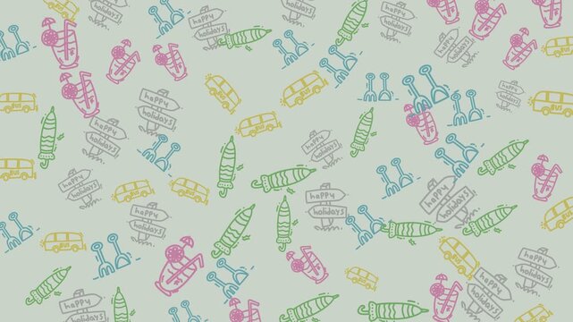 Fun holiday doodle pattern with snowflakes, presents, and ornaments for cheerful seasonal designs like greeting cards or festive posters.